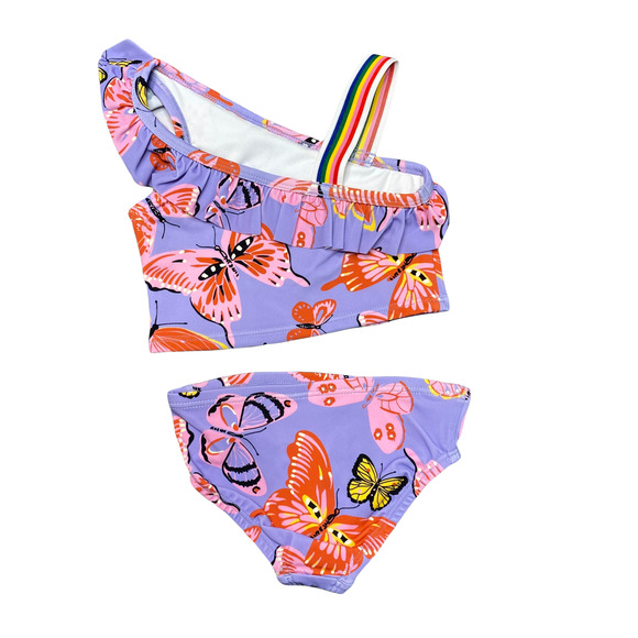 HANNA ANDERSSON | sz 2T Girls One Shoulder Ruffle Tankini Purple Butterflies - Picture 3 of 3